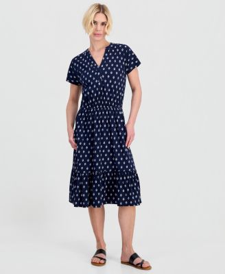 Style & Co Petite Flared Knit V-Neck Dress, Macy's Exclusive