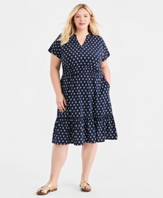 Женское миди-платье Plus Size Style & Co с принтом и многослойным подолом