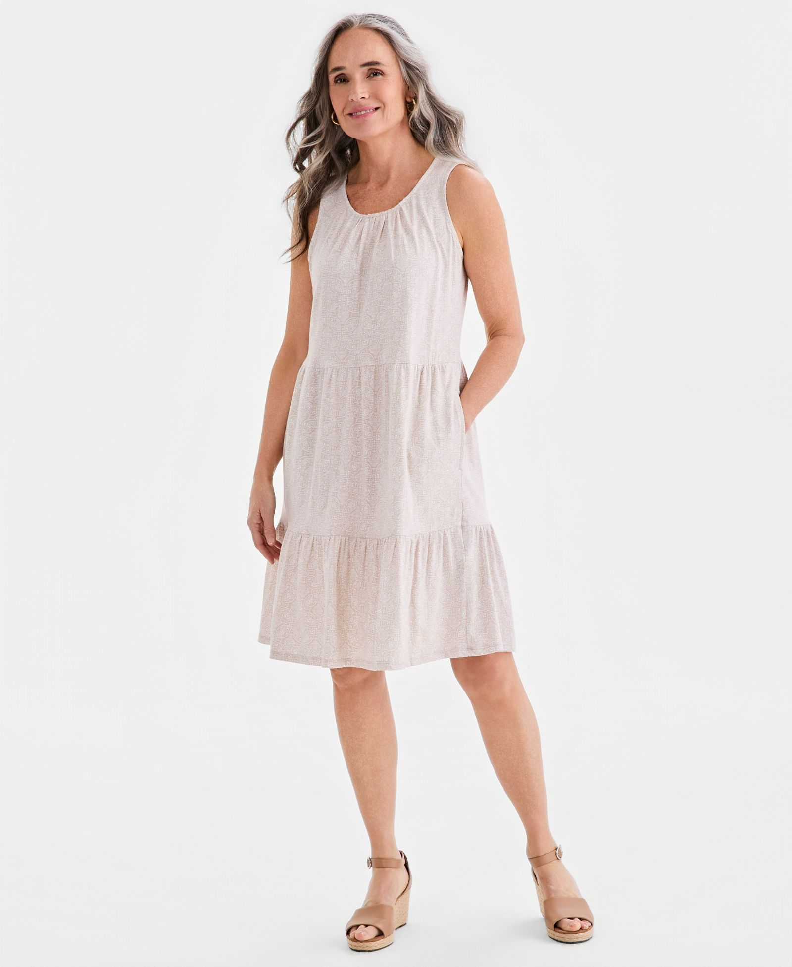 Style & Co Women's Printed Sleeveless Tiered Dress, Macy's Exclusive