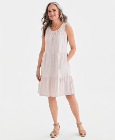 Style & Co Women's Printed Sleeveless Tiered Dress, Macy's Exclusive