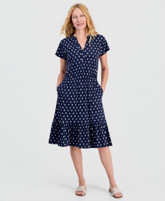 Style & Co Женское трикотажное платье Printed Short-Sleeve Knit Dress