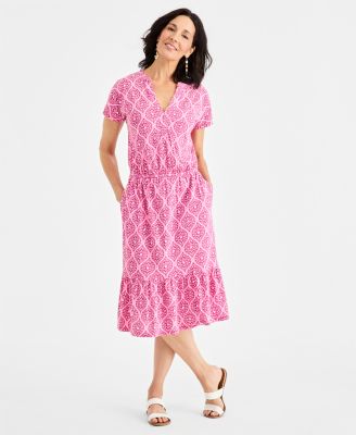 Style & Co Женское трикотажное платье Printed Short-Sleeve Knit Dress