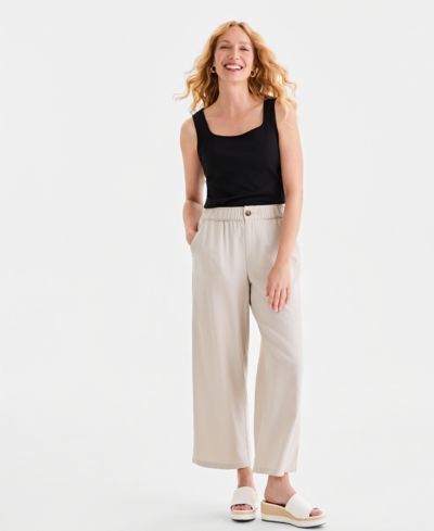 Женские Style & Co Linen Blend Button-Front Wide-Leg Pants