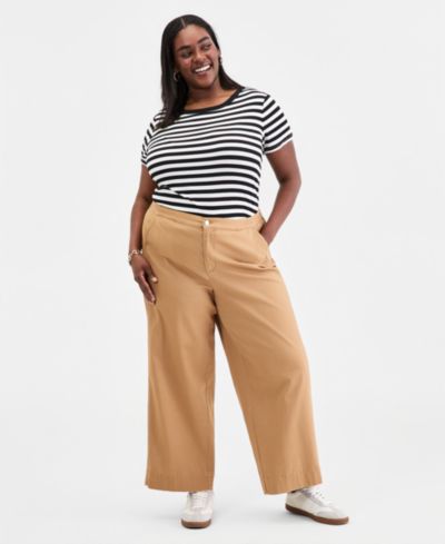 Брюки On 34th Trendy Plus Size Stretchy-Waist Wide-Leg