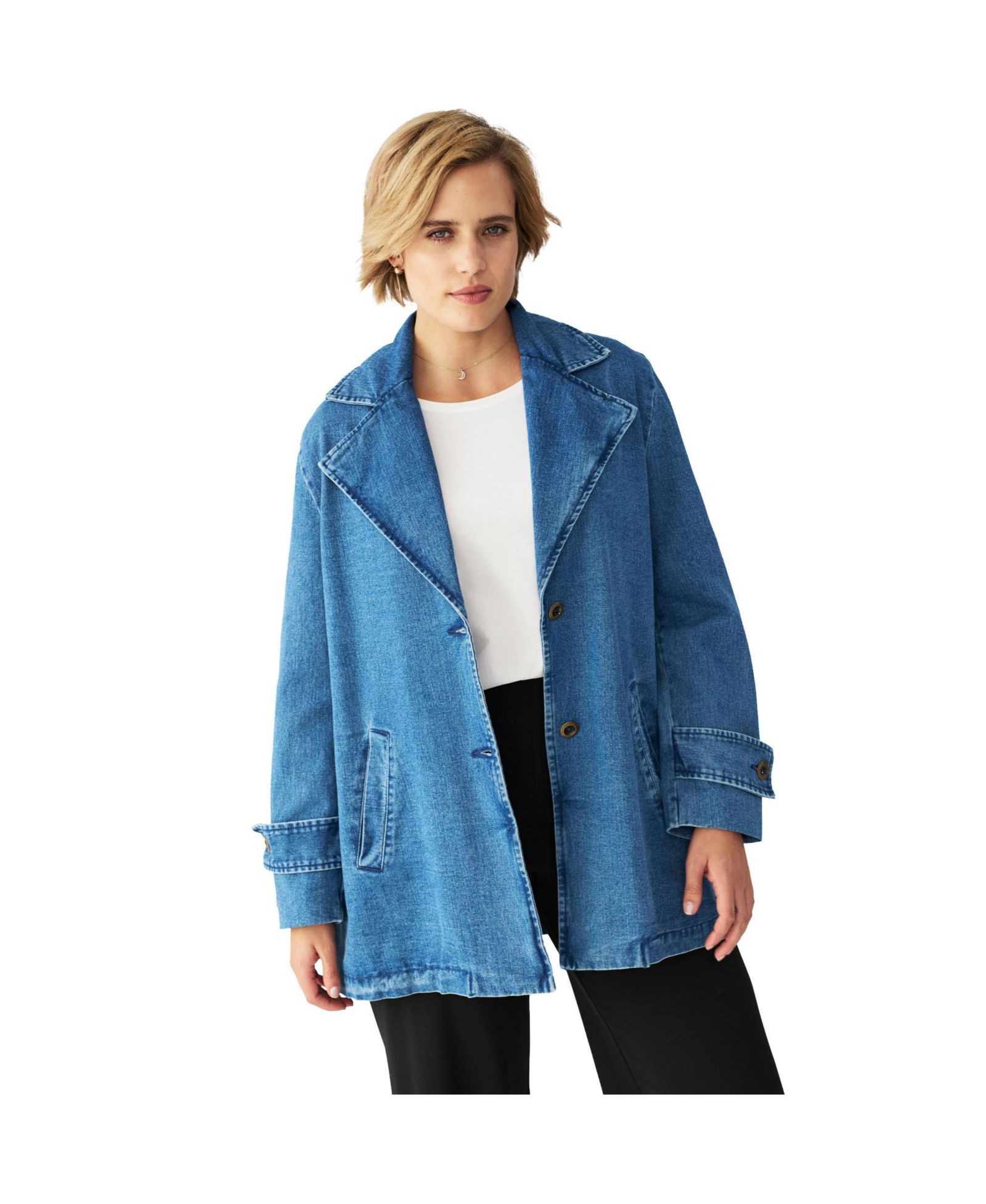 ellos Women's Button Front A-Line Jacket