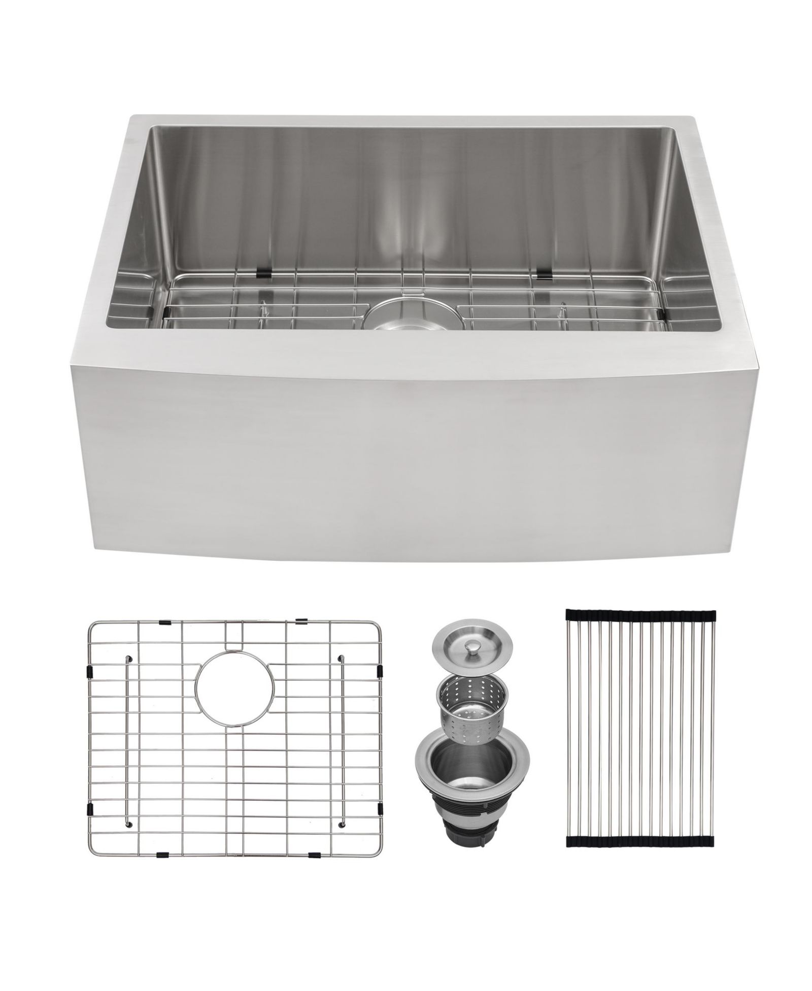 flynama 24x21x10 Inch Farmhouse Kitchen Sink 16 Gauge T304 Stainless Steel Apron Front Single Bowl