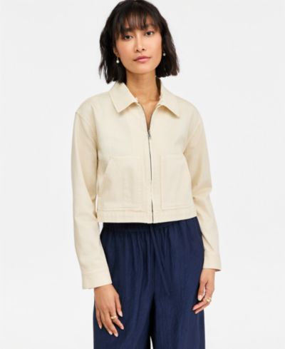On 34th Women's Crochet Collar Cropped Denim Jacket, Macy's Exclusive
