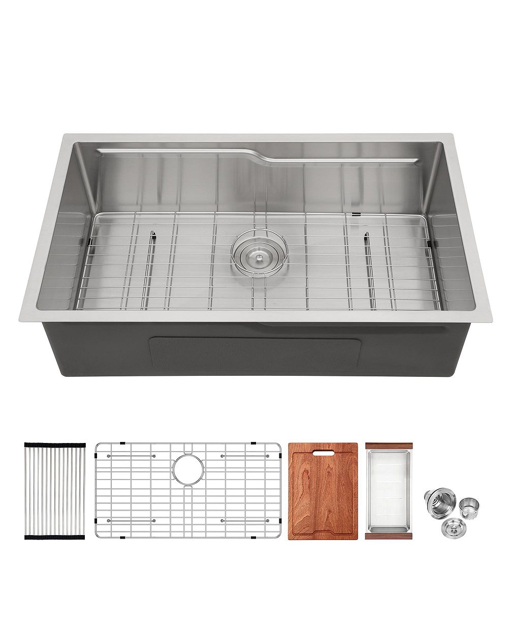 Кухонная мойка flynama 33inch Undermount из нержавеющей стали Z Shaped Ledge 33x19x10inch с аксессуарами