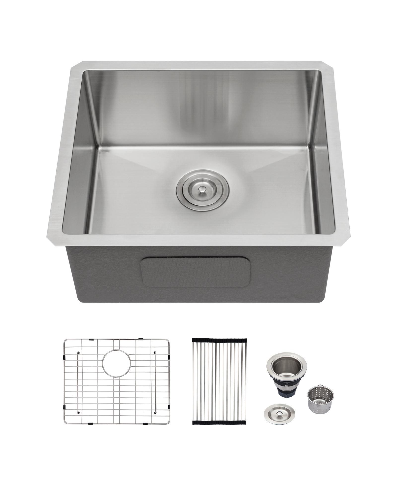 flynama 21x18x9inch Undermount Kitchen Sink 16 Gauge Stainless Steel Deep Single Bowl with Grid