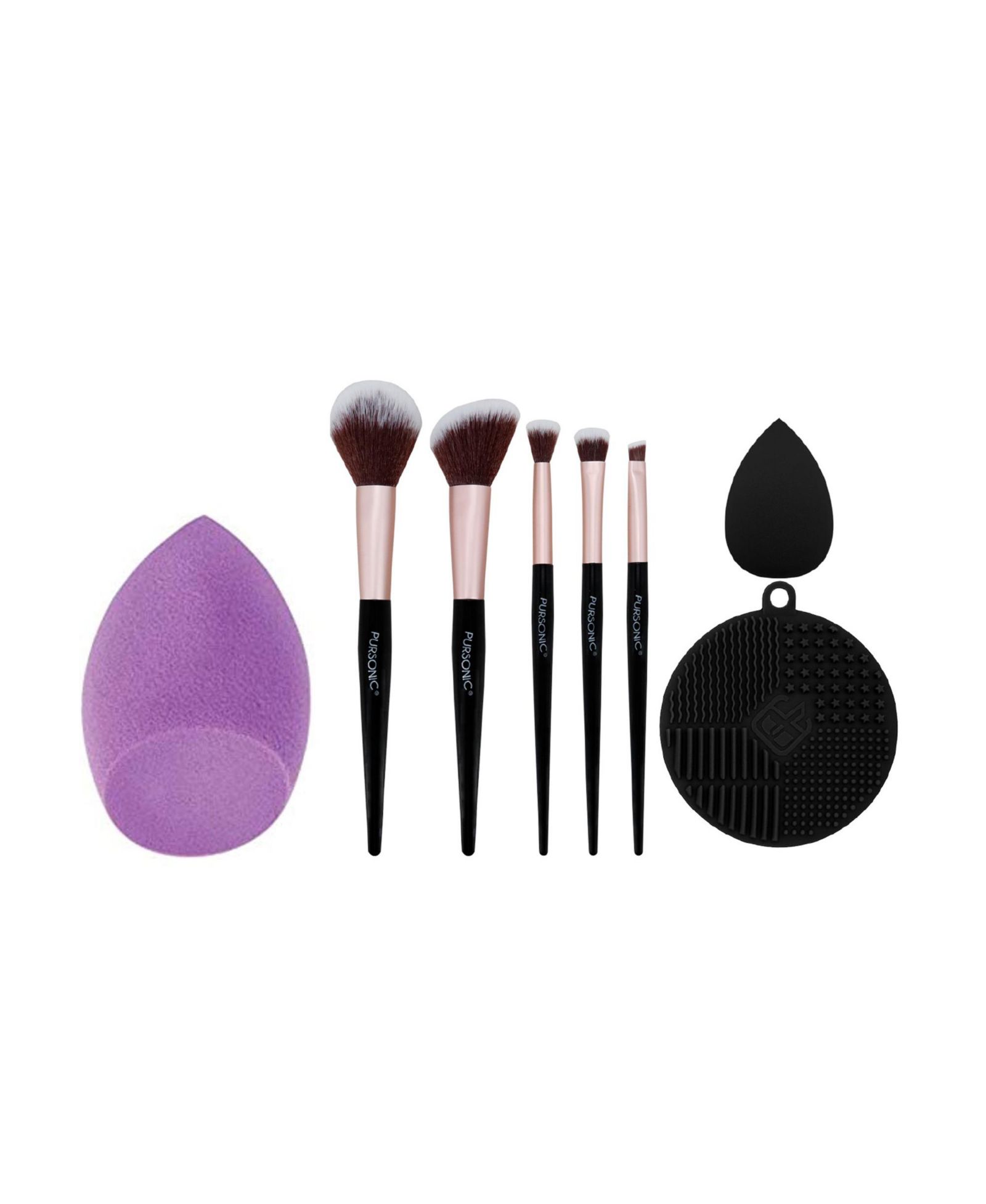 PURSONIC 8-Piece Pro Makeup Application Set – 7 Brushes + Blending Sponge