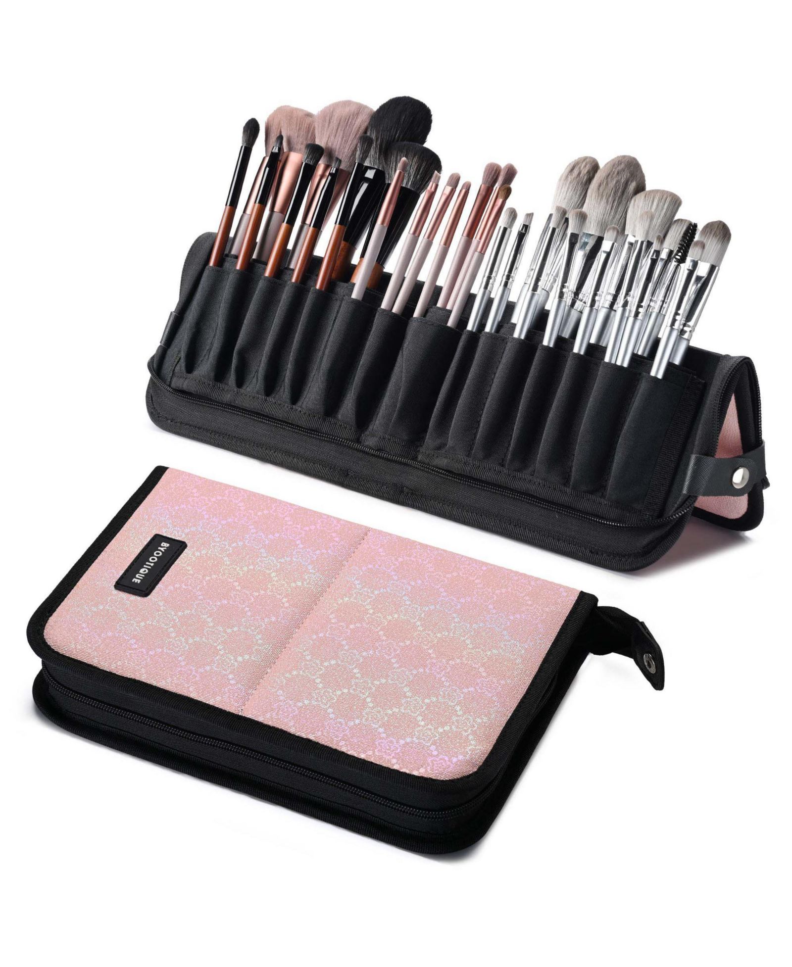 Byootique Makeup Brush Holder Bag Foldable Cosmetic Case ForgetMeNot Pink Artist