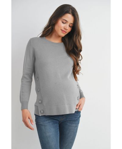 Hello Miz вязаный джемпер для кормления с боковыми пуговинами, Crew Neck