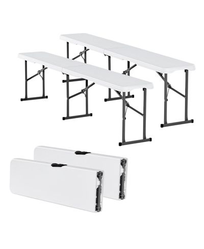 Mecale Пластиковая складная скамья, 6 ft, 2 шт., White