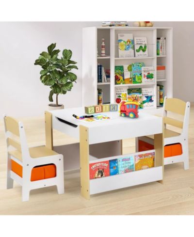 Детский игровой стол Kinder King 3-in-1 с 2 стульями, системой хранения и меловой доской