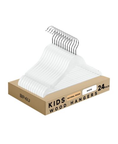 BP4U Kids Wooden Hangers with Pants Bar, Baby Solid Wood Clothes Hangers