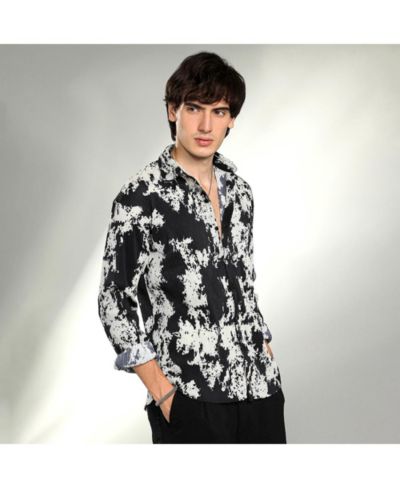 Campus Sutra Men's Splash-Pleat Shirt