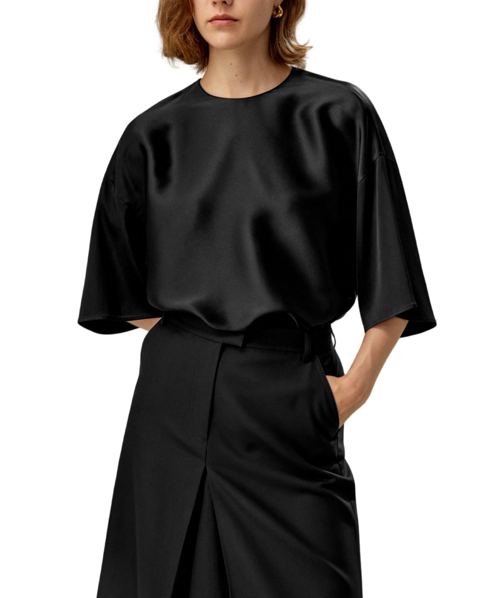 LILYSILK Women's Relaxed Silk Crewneck Blouse