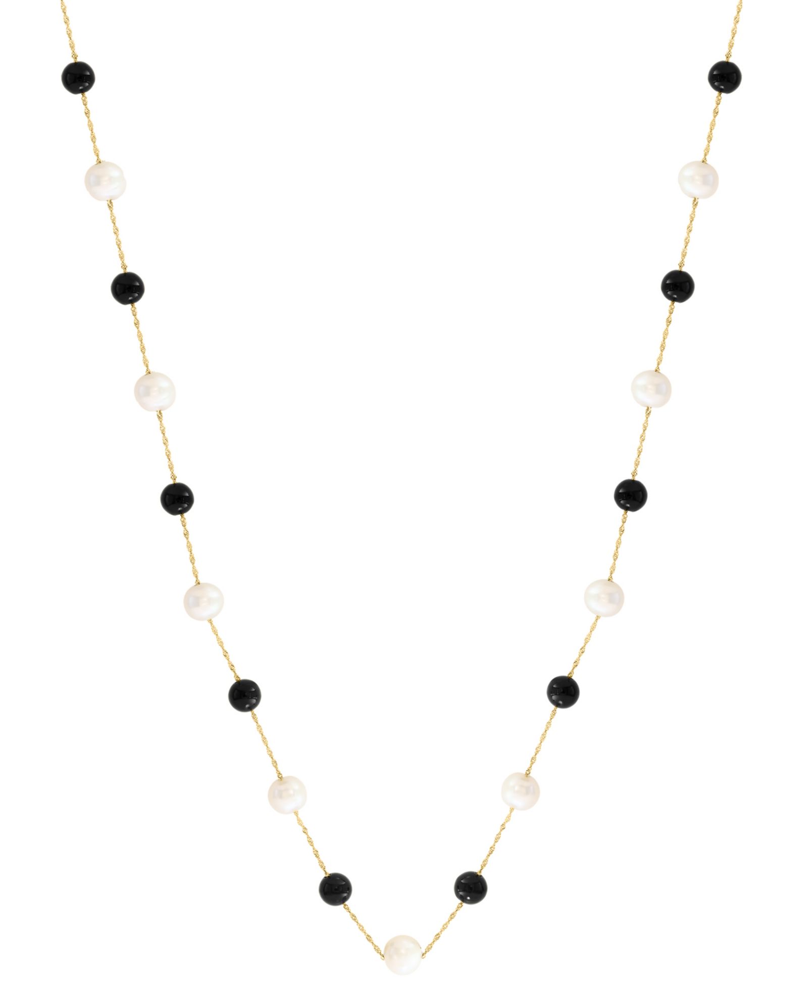 Ожерелье EFFY Collection Freshwater Pearl & Onyx в золоте 14k Yellow Gold