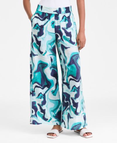 I.N.C. International Concepts Women's Printed Pull-On Wide-Leg Pants, Macy's Exclusive
