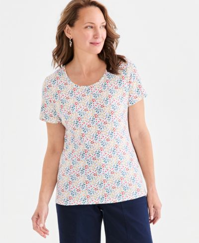 Style & Co Petite Топ с коротким рукавом и вырезом лодочкой, Petite