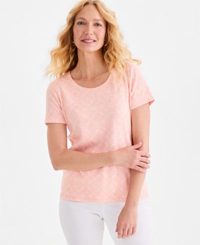 Style & Co Women's Printed Short-Sleeve Scoop-Neck Top, Macy's Exclusive