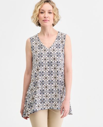 Женский трикотажный топ JM Collection Printed Sleeveless Vneck
