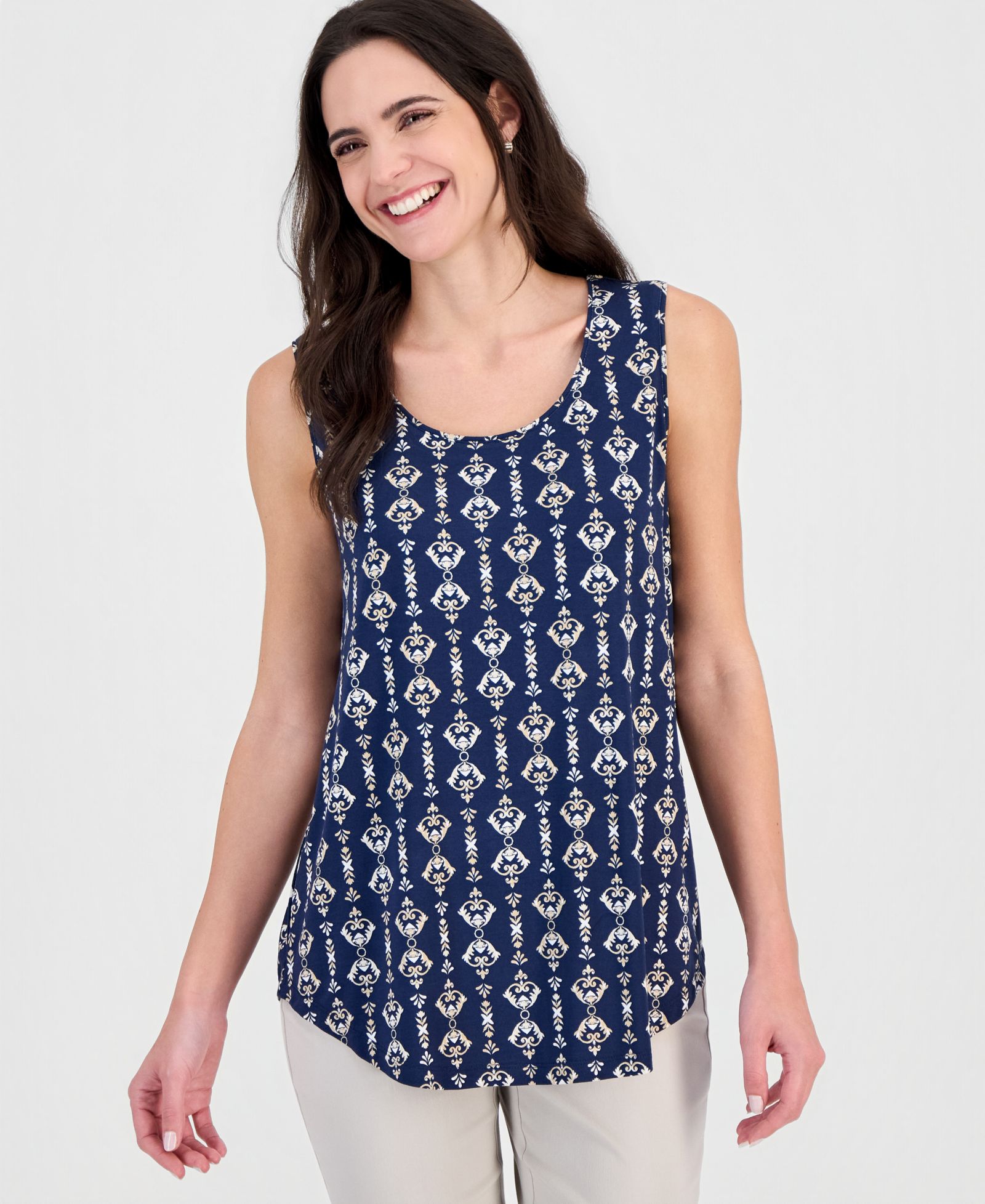 JM Collection Women's Printed Scoop-Neck Sleeveless Tank Top, Macy's Exclusive