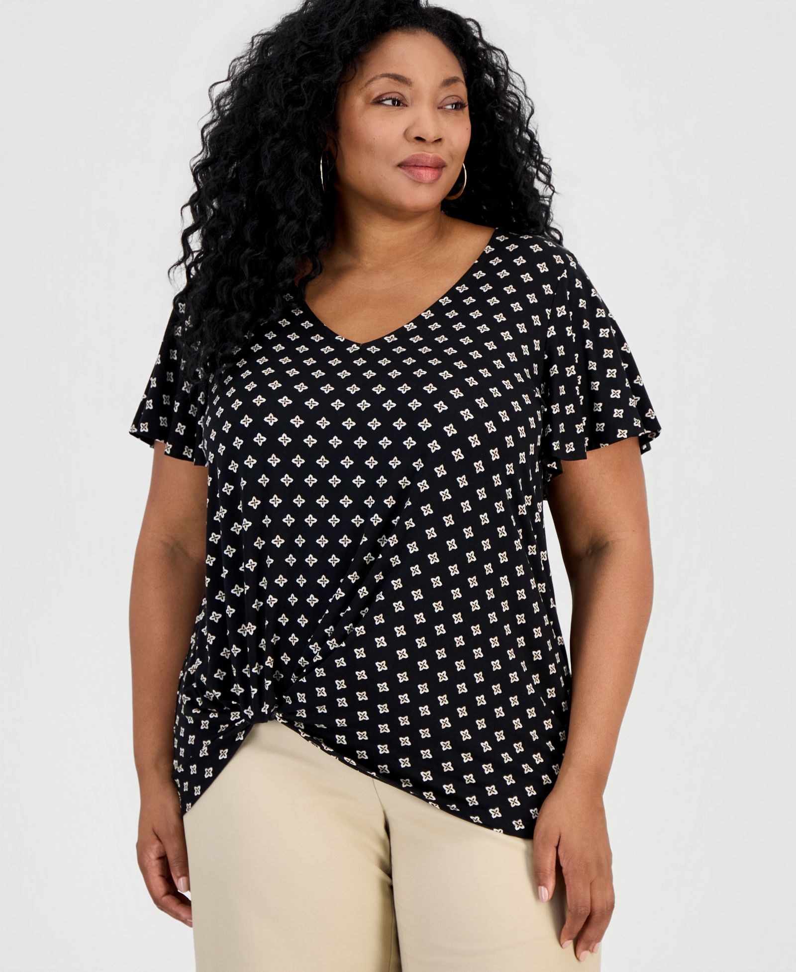 Женский топ JM Collection Plus Size Allegria с узлом на подоле