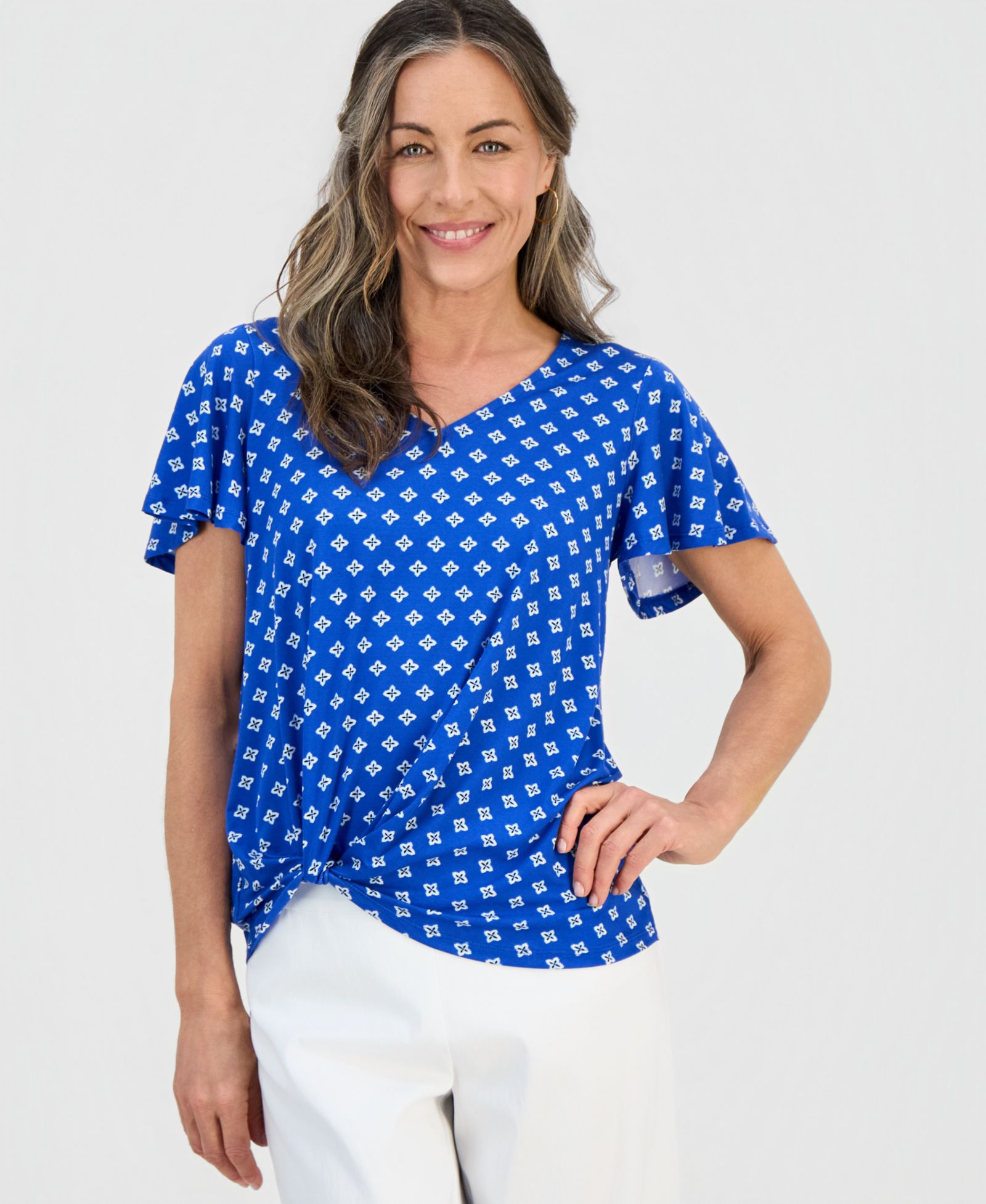 JM Collection Petite Allegria V-Neck Twist-Front Top, Macy's Exclusive