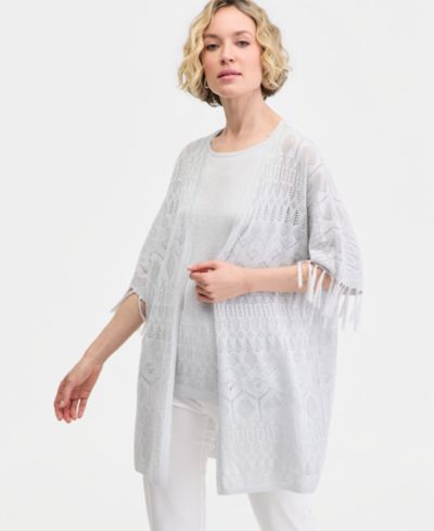 Женский кардиган JM Collection Metallic Fringe Pointelle