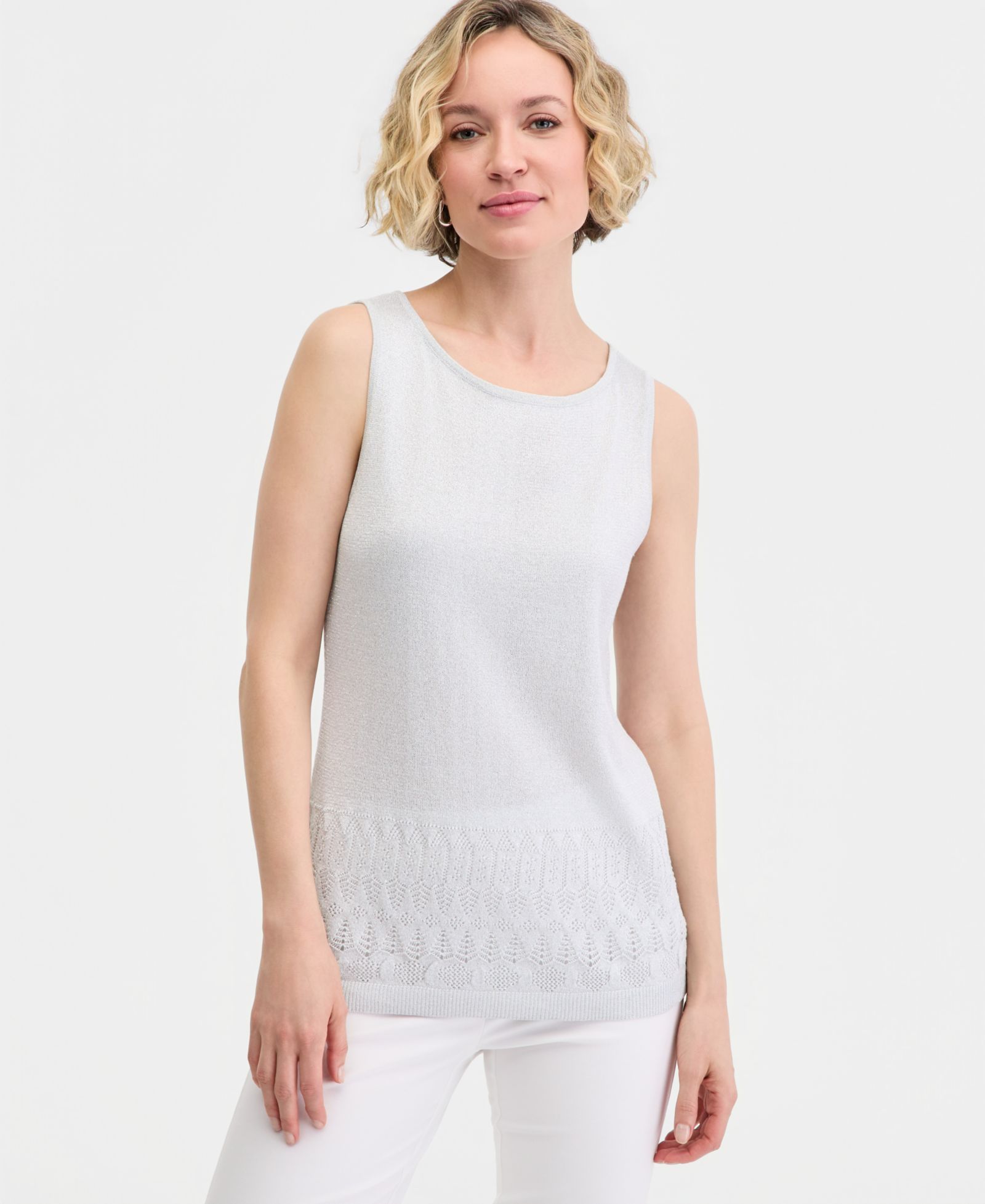 JM Collection Women's Metallic Pointelle Sweater Tank Top, Macy's Exclusive