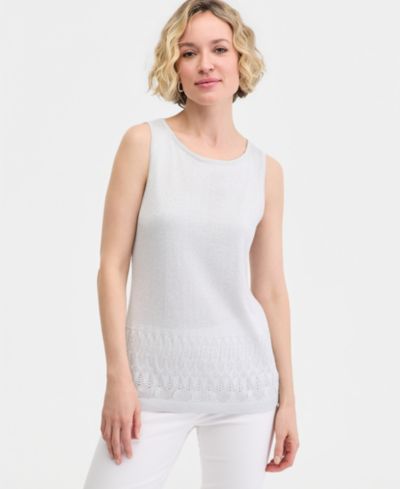 JM Collection Женский трикотажный топ-майка Metallic Pointelle