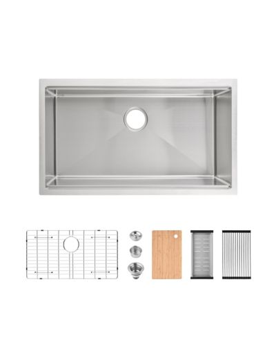 Кухонная мойка flynama 33inch Undermount Dark Gray Multifunctional Flying Rain Waterfall Single Bowl S304 Stainless Steel Handmade