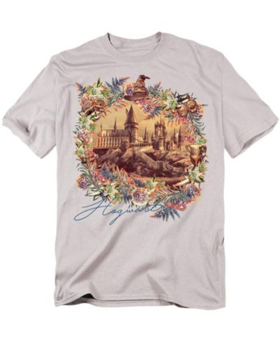 Harry Potter Men's Hogwarts Image Wfloral Wreath T Shirt