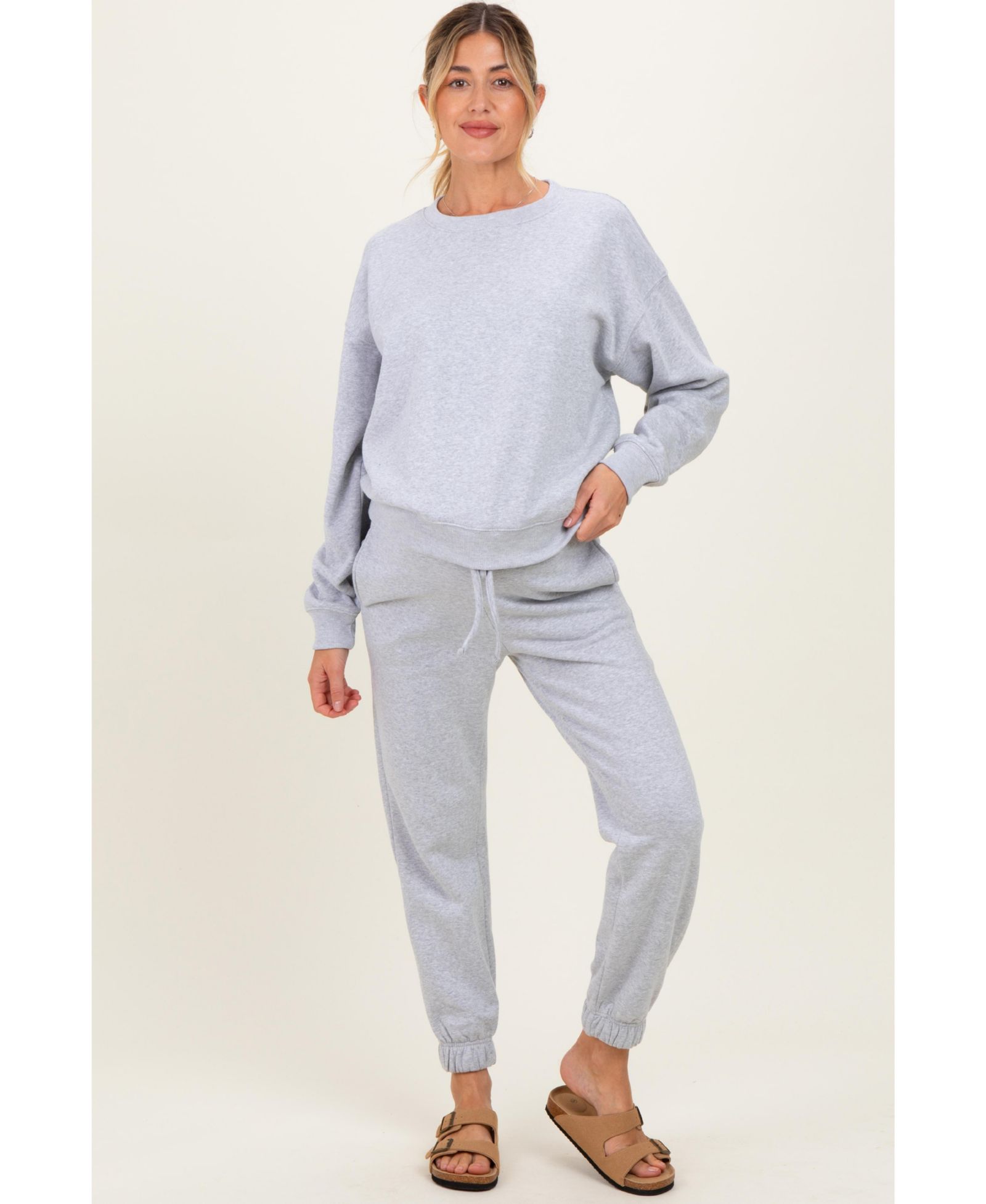 Pinkblush Women's Brown Fleece Long Sleeve Pullover & Jogger Set