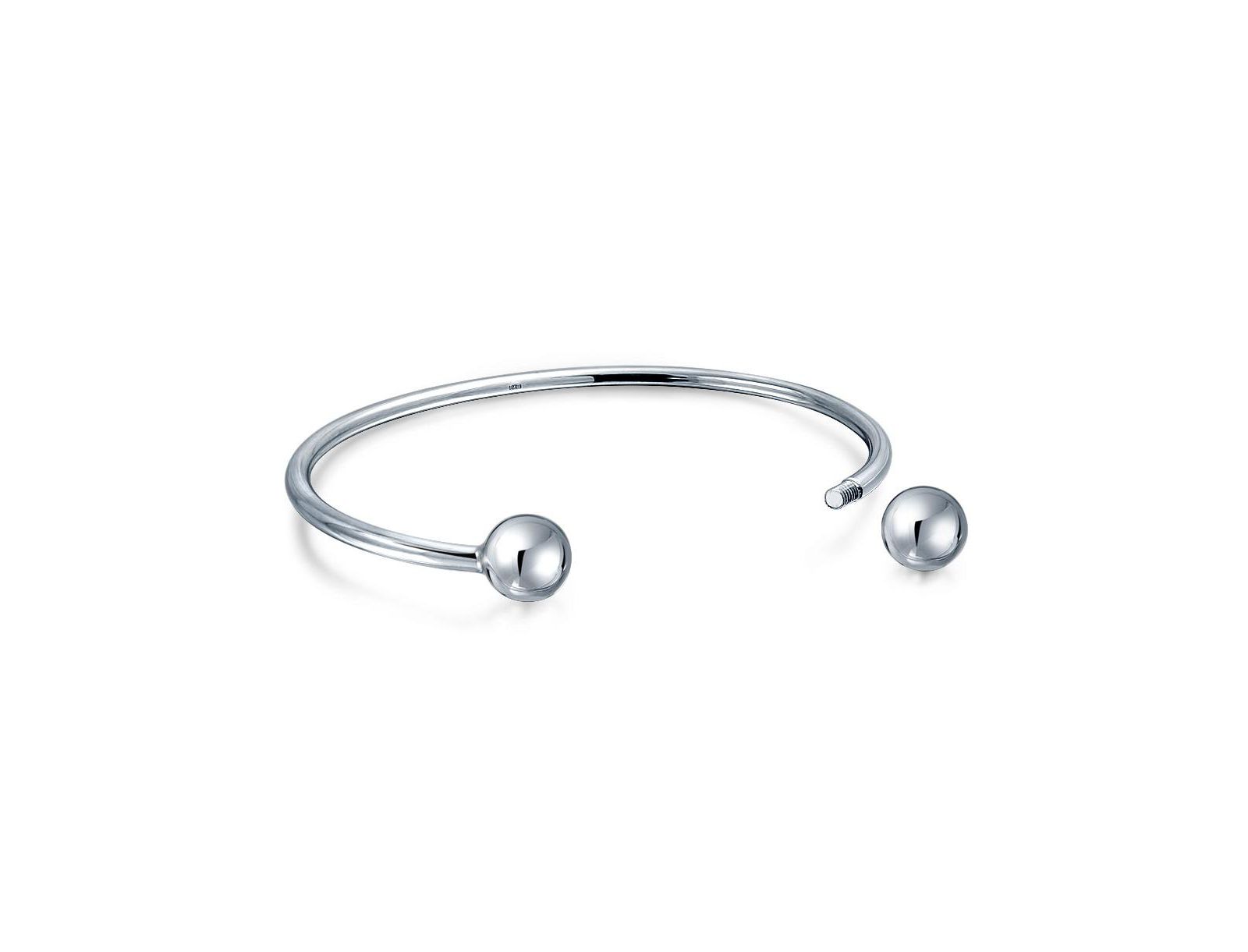 Bling Jewelry Bangle Cuff For European Charm and Beads Bracelet .925 Sterling Silver Ball-Screw Tips