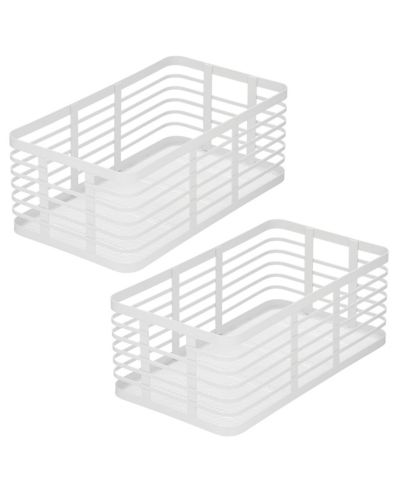 mDesign Metal Pantry Basket with Handles - Set of 2 - Matte White