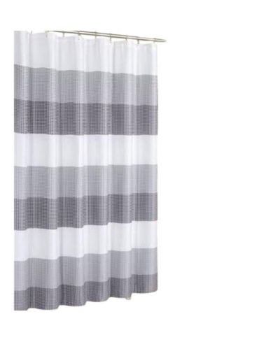 Slickblue 72-inch Grey White Striped Luxurious Textured Polyester Fabric Shower Curtain