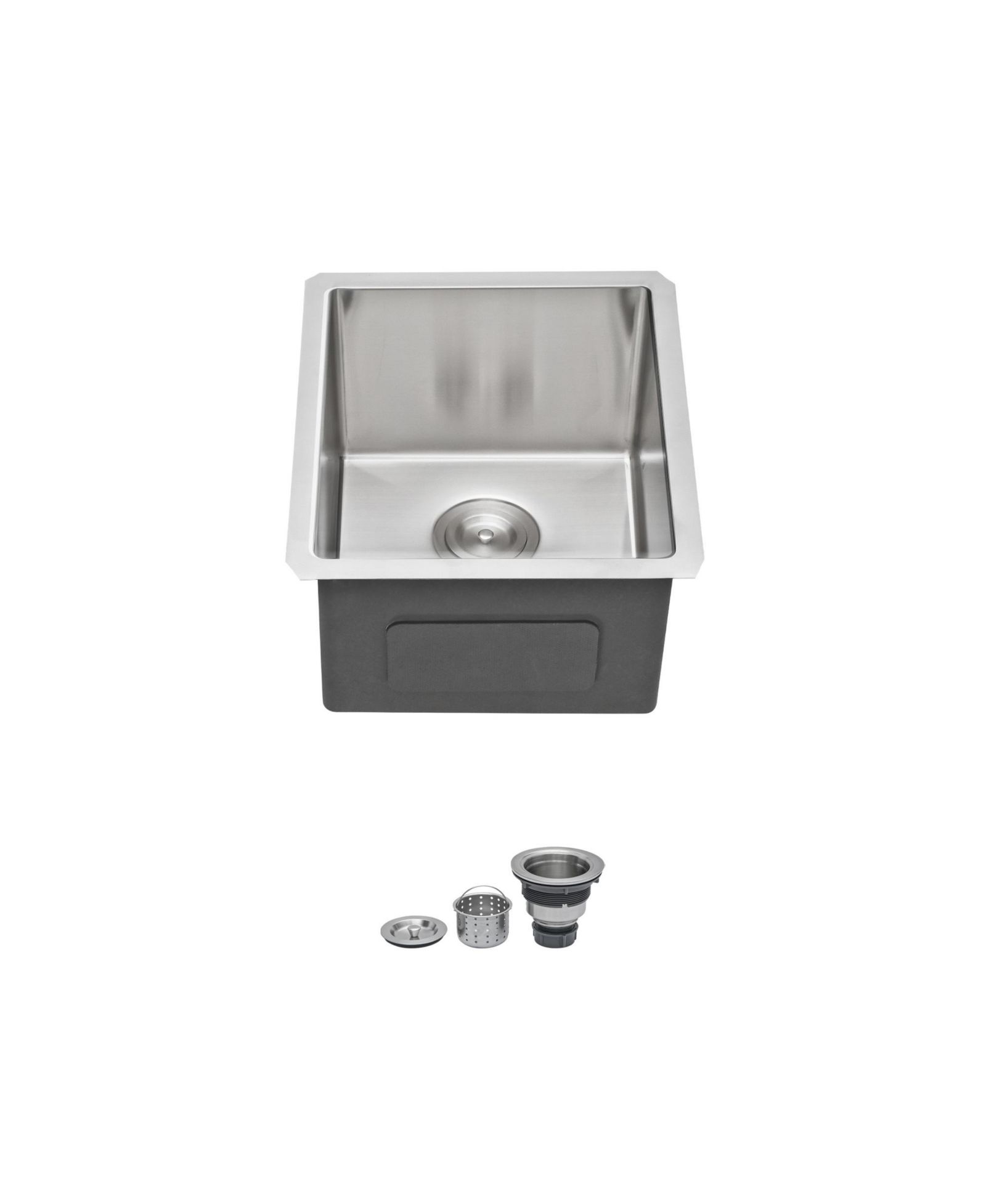 flynama 15x17x9 Inch Undermount Stainless Steel Kitchen Sink 16 Gauge 304 Single Bowl With Drain Assembly