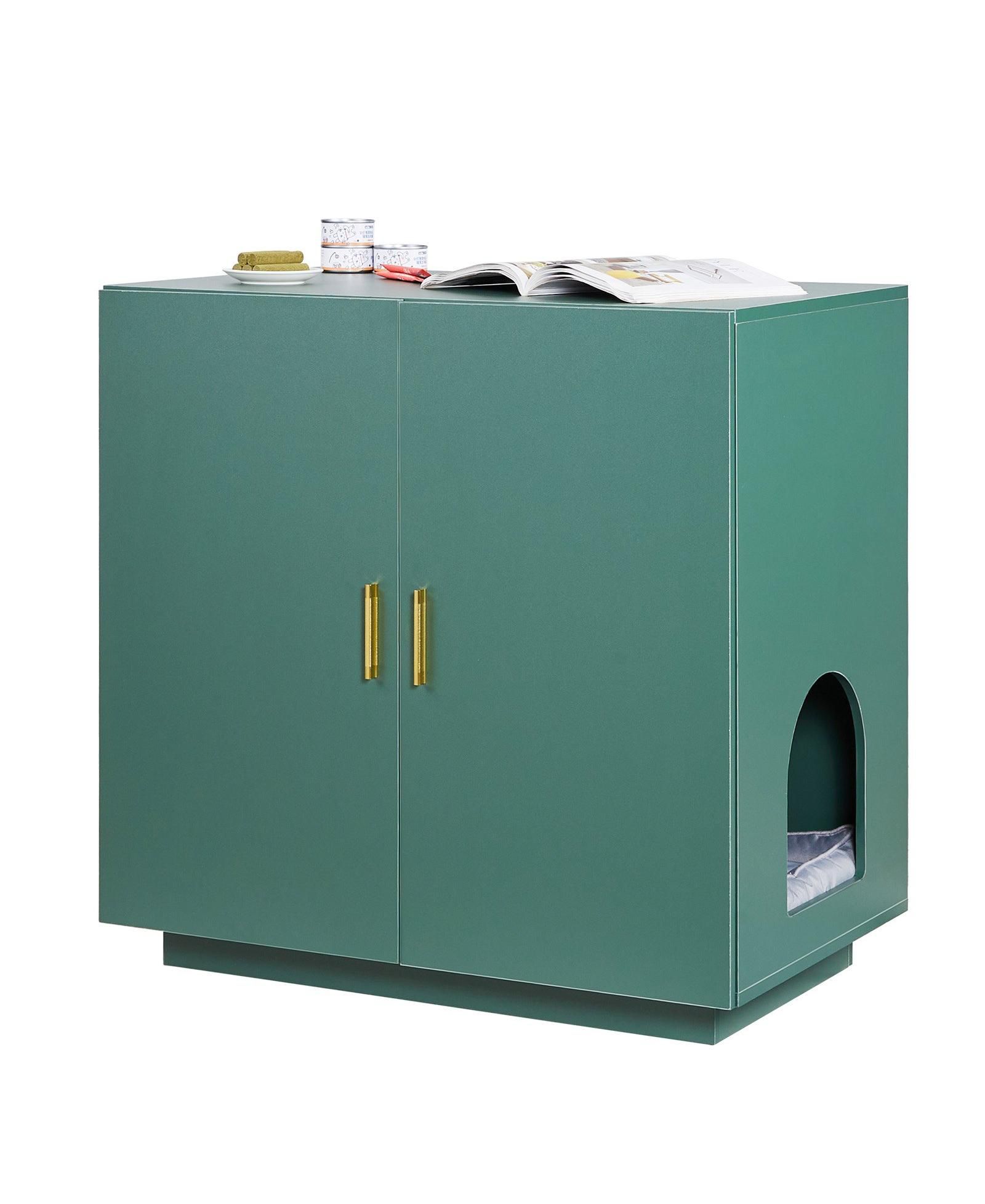 COZITO 31.5" Ventilated Wooden Litter Box Enclosure with Double Doors