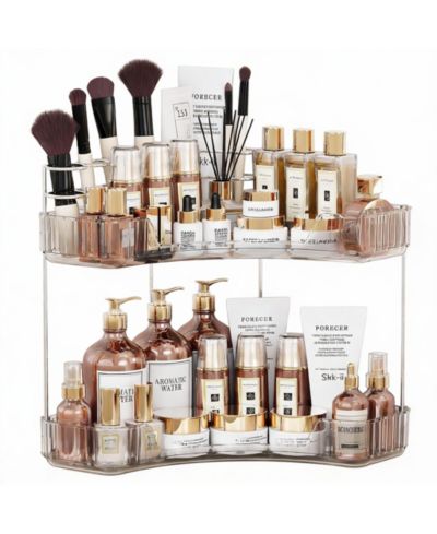 YIGII 2-Tier Corner Bathroom Organizer with Brush Holders