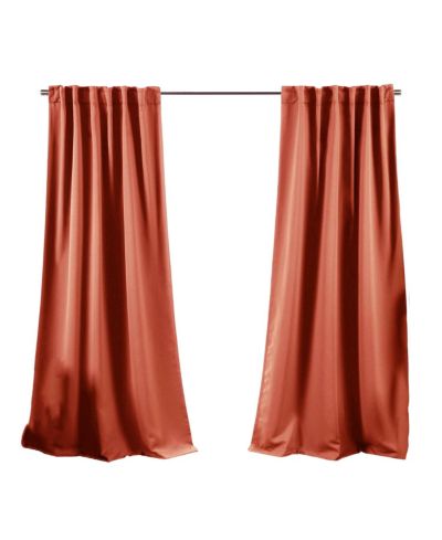 Set of 2 Apricot Thermal Blackout Curtains for Bedroom and Living Room