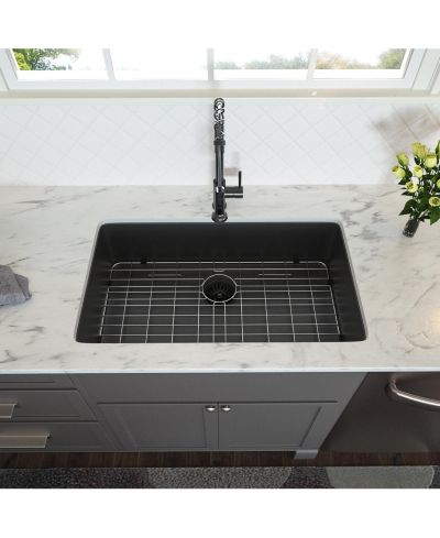 flynama 28x18x10inch Gunmetal Black Undermount Kitchen Sink Single Bowl Stainless Steel 16 Gauge