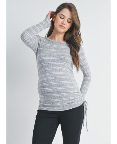 Hello Miz Maternity Striped Side Long Ruched Top