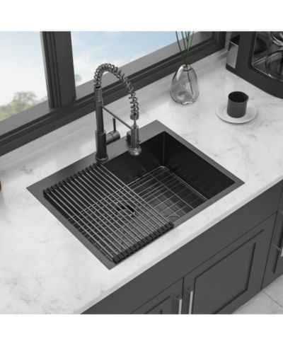 flynama huluwat 28x22x10inch Gunmetal Black Kitchen Sink Drop In Topmount Stainless Steel 16 Gauge