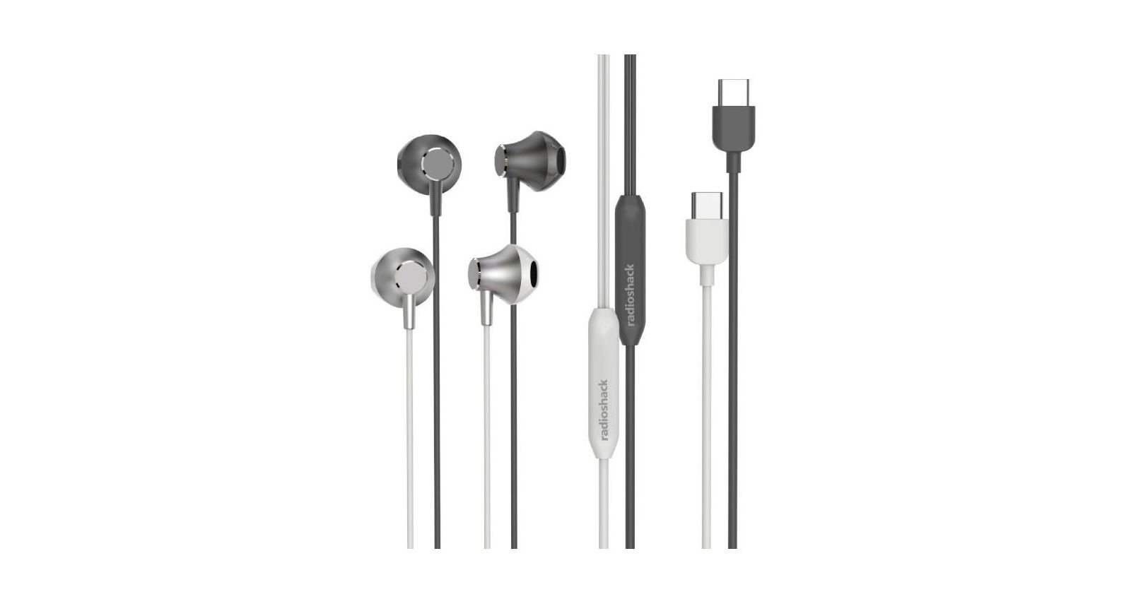 RadioShack USB Type-C Wired In-Ear Headphones, 2-Pack