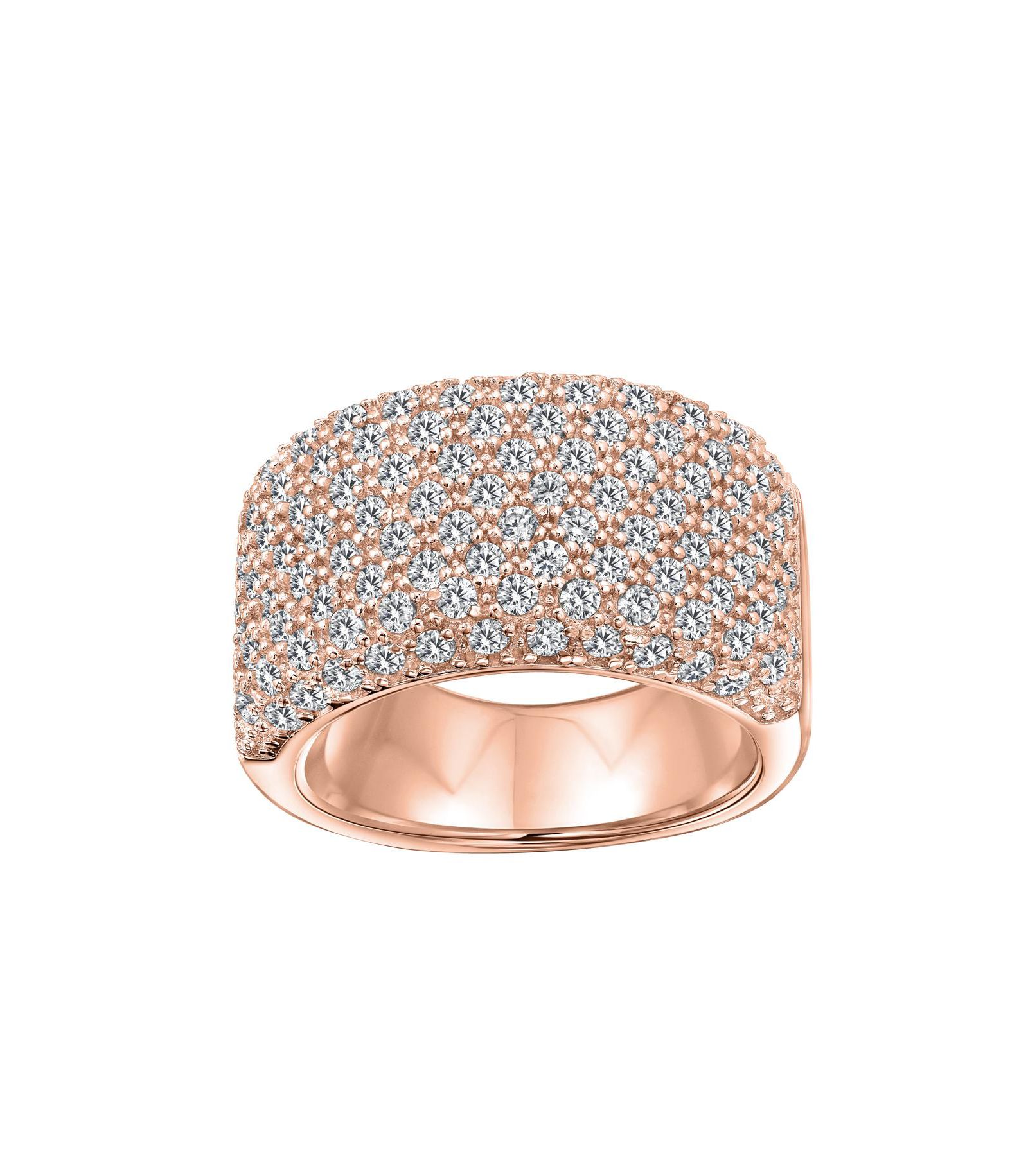 Bling Jewelry Micro Pave CZ Cubic Zirconia Wide 1/2 Eternity Band Ring Rose Gold Vermeil .925 Sterling Silver