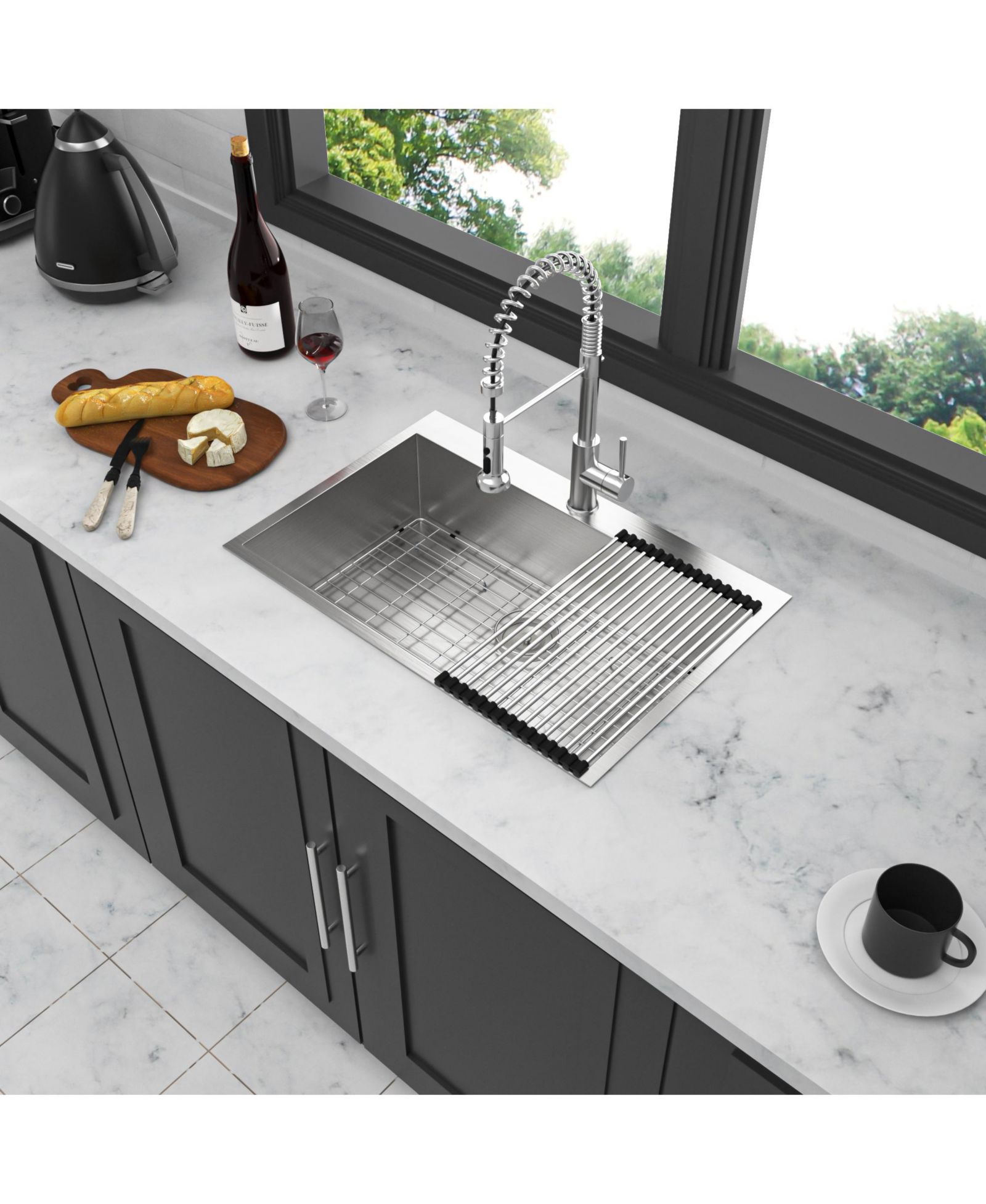 33x22x9inch Stainless Steel Kitchen Sink Drop In Single Bowl 16 Gauge Topmount