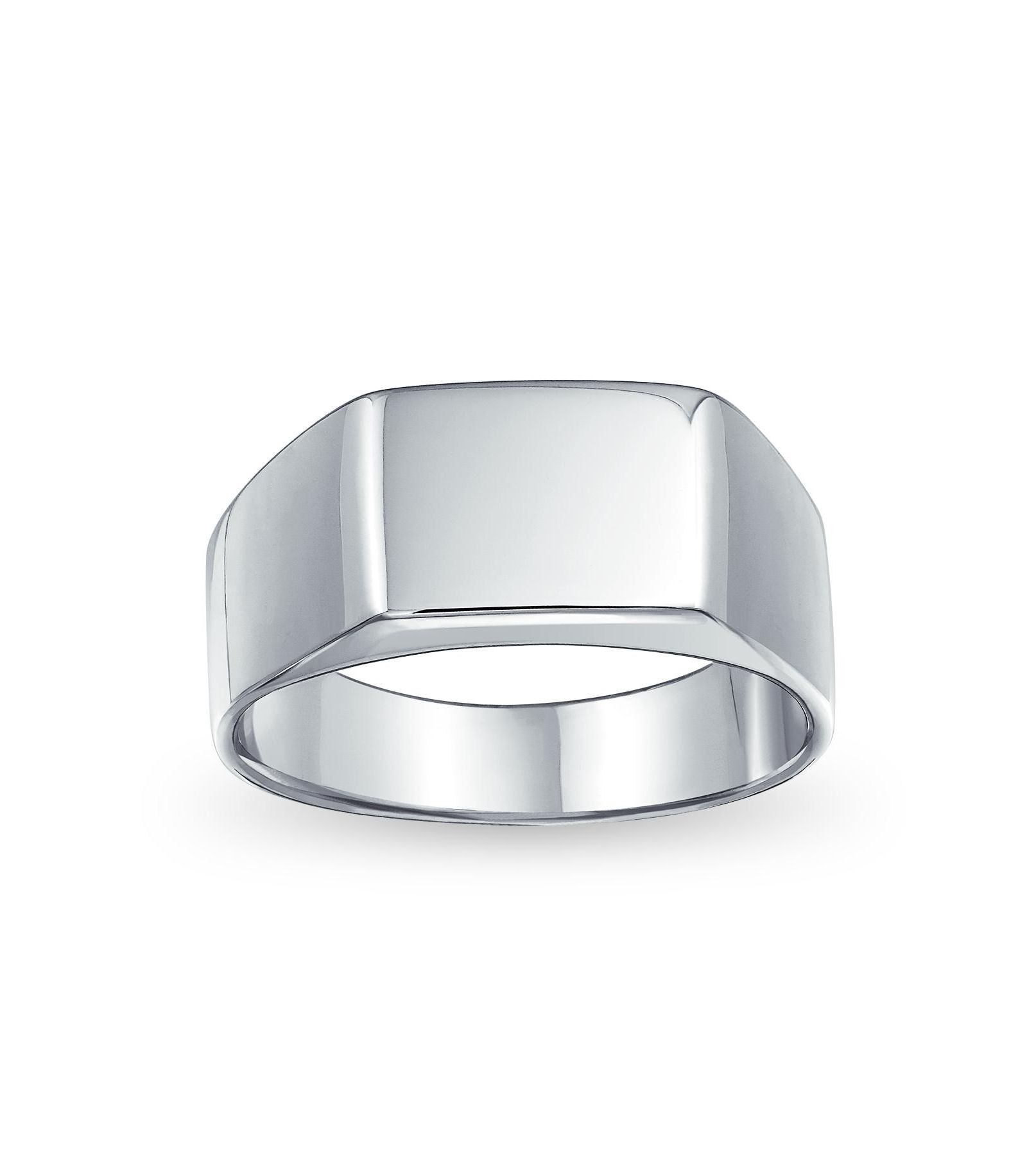 Bling Jewelry Simple Rectangle Initial Monogram Signet Ring For Men .925 Sterling Silver