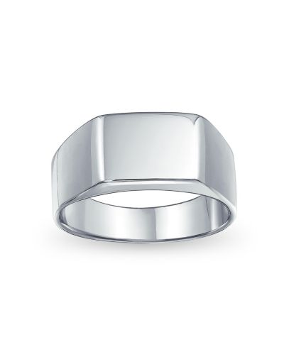 Bling Jewelry Simple Rectangle Initial Monogram Signet Ring For Men .925 Sterling Silver